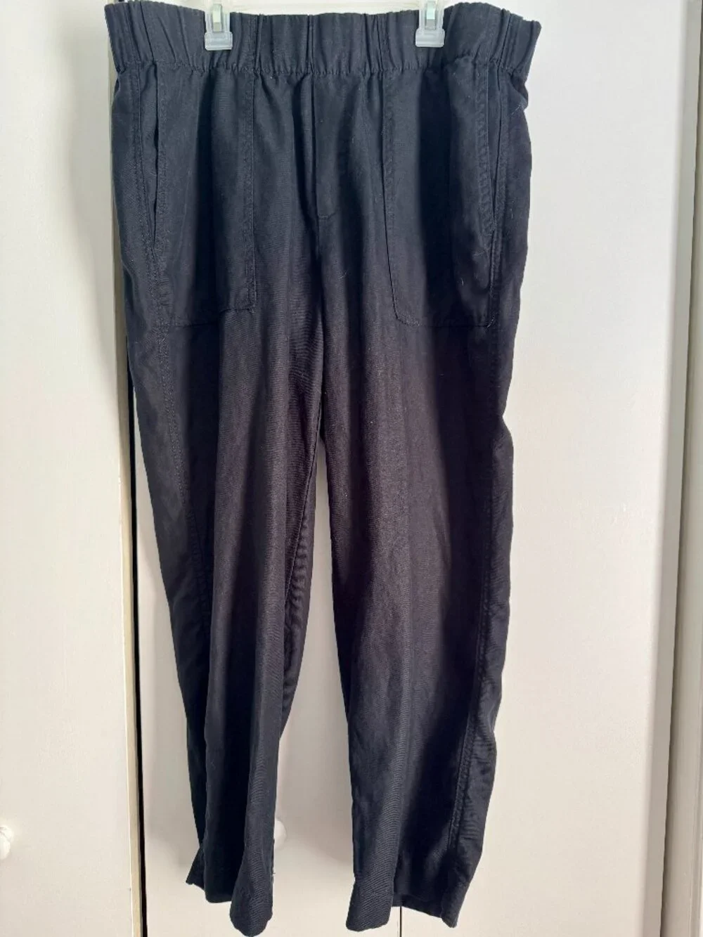 Banana Republic Linen Blend Black Crop Pants Women's Large